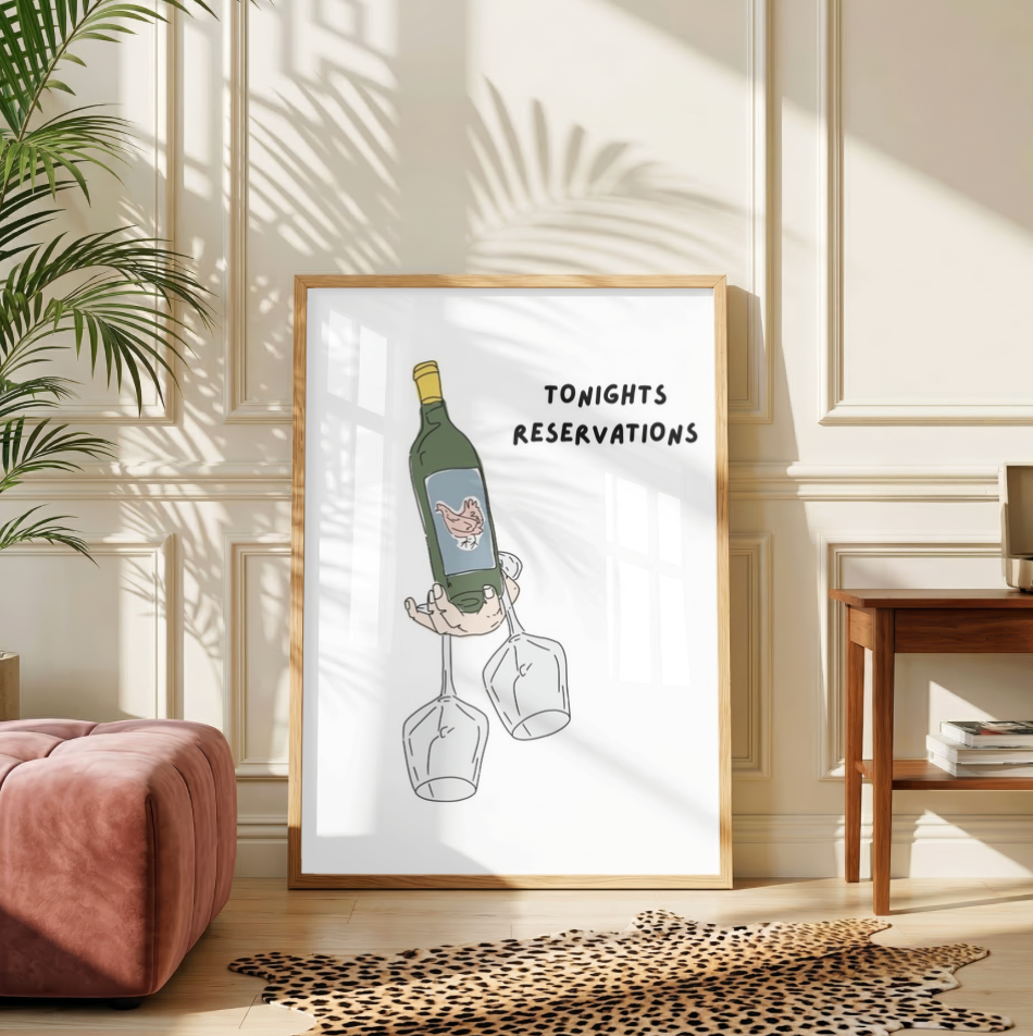 Tonight's Reservations Wine Print