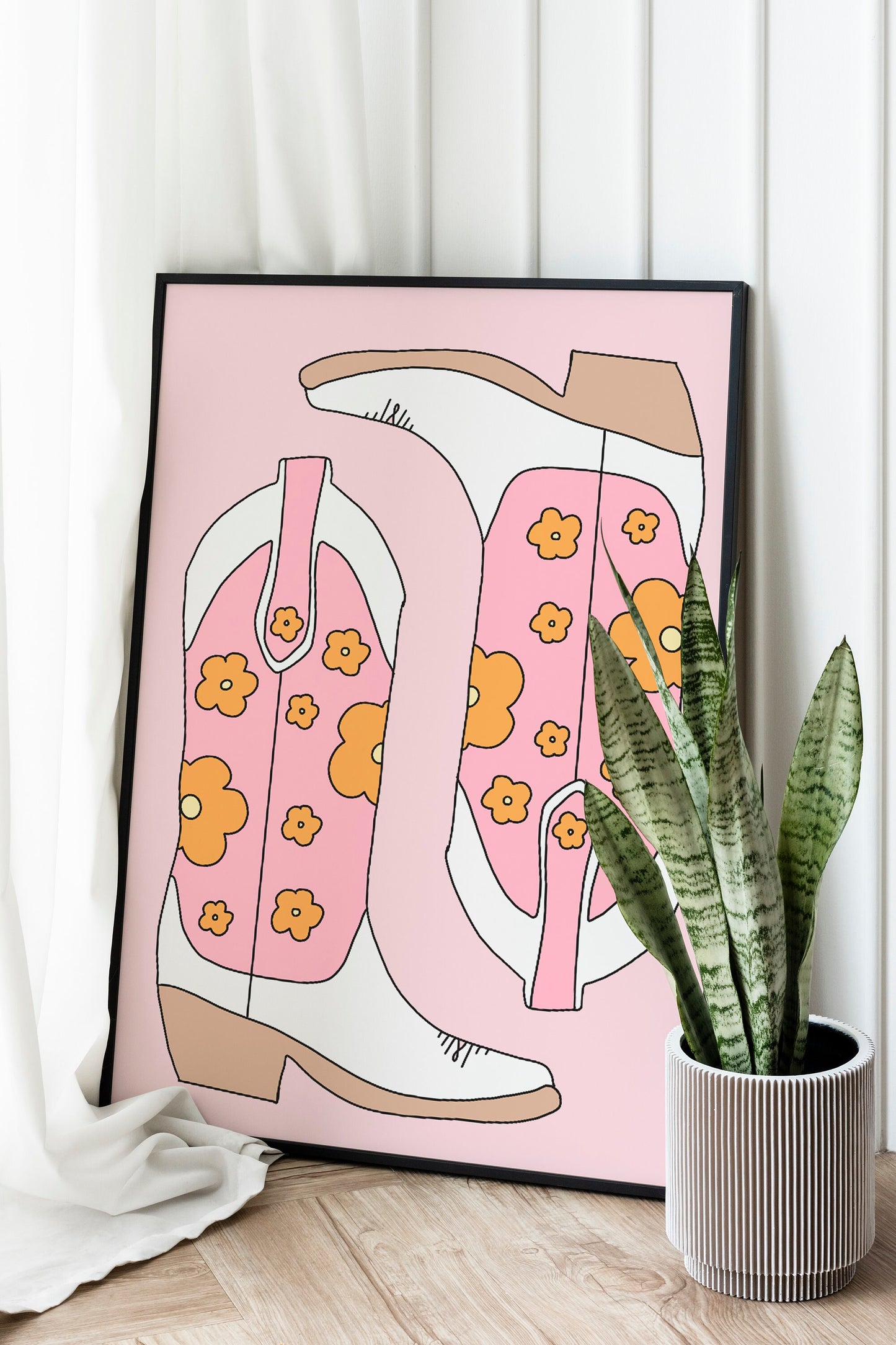 Flower Print Cowboy Boots