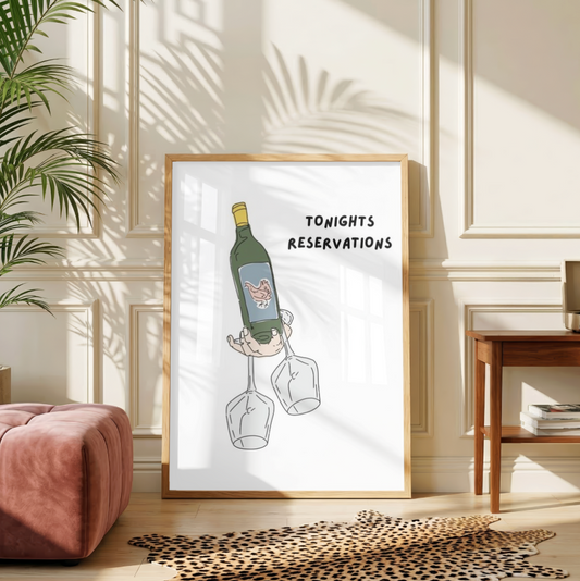 Tonight's Reservations Wine Print