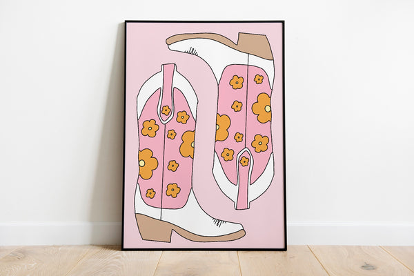 Flower Print Cowboy Boots