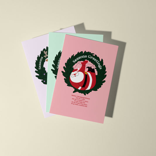 Christmas Cocktail Greetings Card 3 Pack