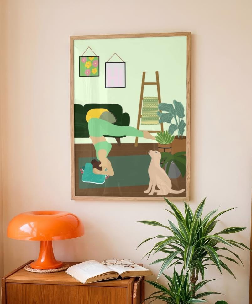Yoga and Dog Print
