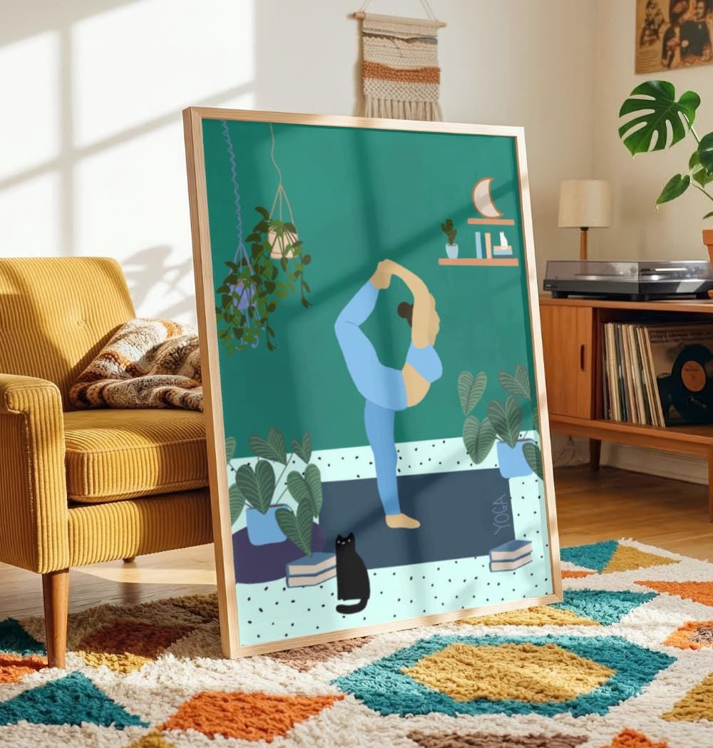 Yoga and Cat Print